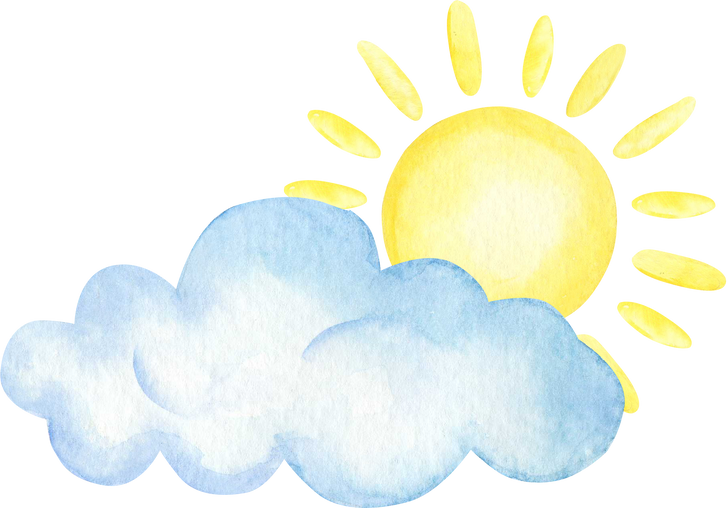 Cloud Sun Watercolor Illustration